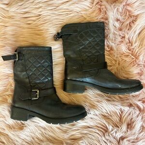 Black Italian Leather Moto Boots